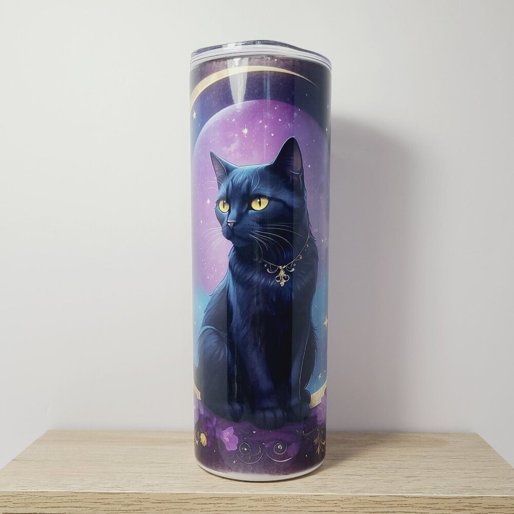 Mystical Black Cat 20 oz Tumbler | Scott Heil of the Crowing Hen of Clayton - Picture 3 of 6